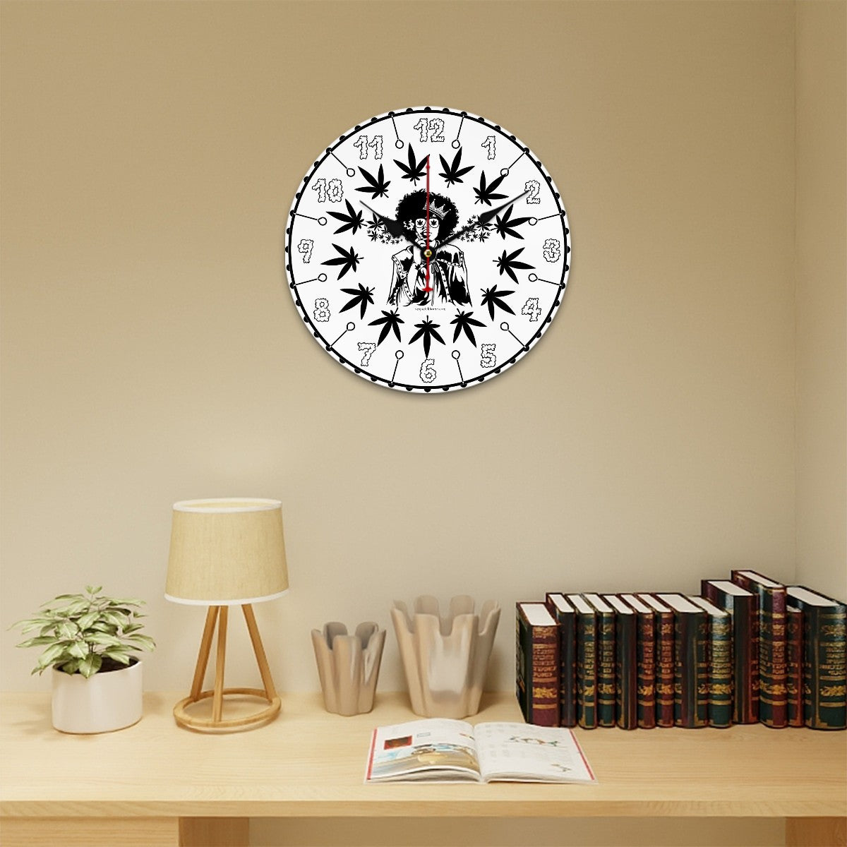 Marijuana, Round Wooden Wall Clock