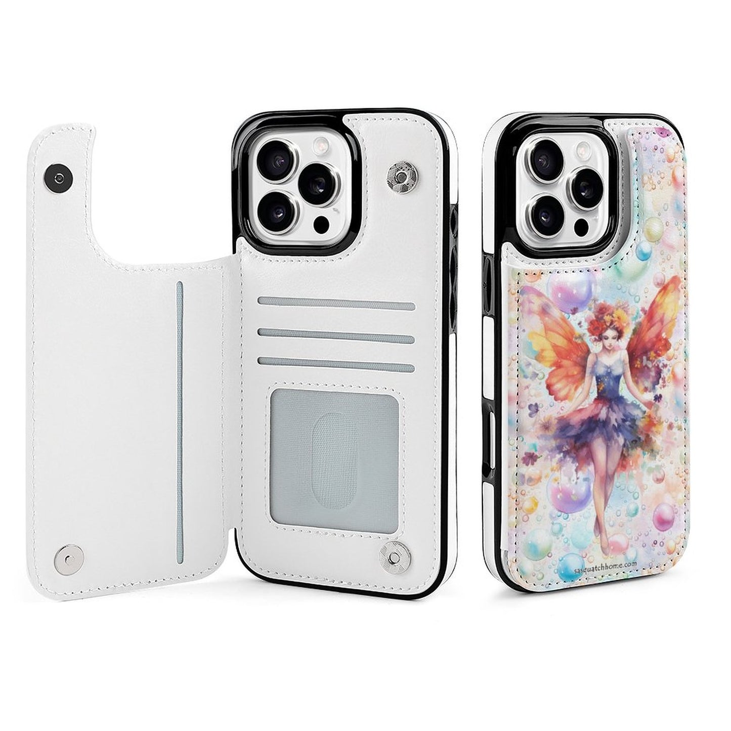 Fairy on Bubbles, iPhone 16 Faux Leather Wallet Case