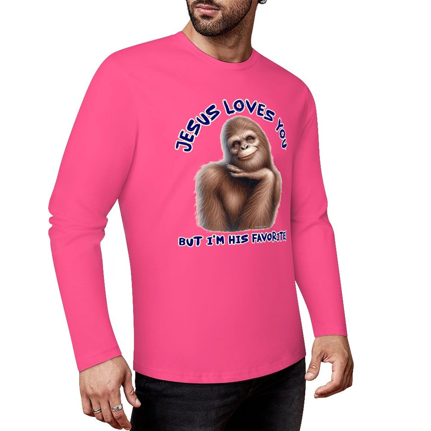 Bigfoot - Sasquatch "Jesus loves you..", Cotton Unisex Long Sleeve T-shirt