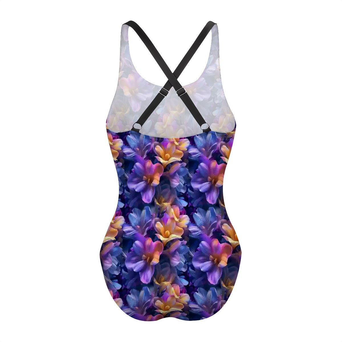 10 Beautiful Flower Designs, Cross-Back One Piece Swimsuit
