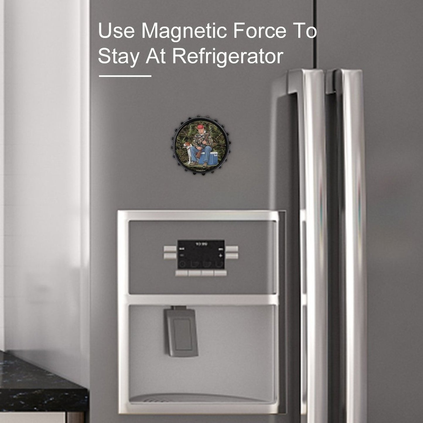 Donald Trump Hunting, 3” Magnetic Can Opener / Coaster / Fridge Decor