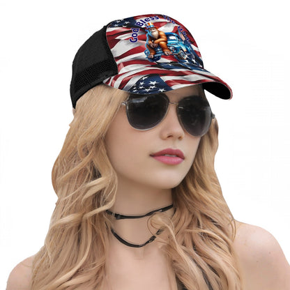 Bigfoot, Sasquatch, "God bless the USA" Baseball Cap, Polyester Twill