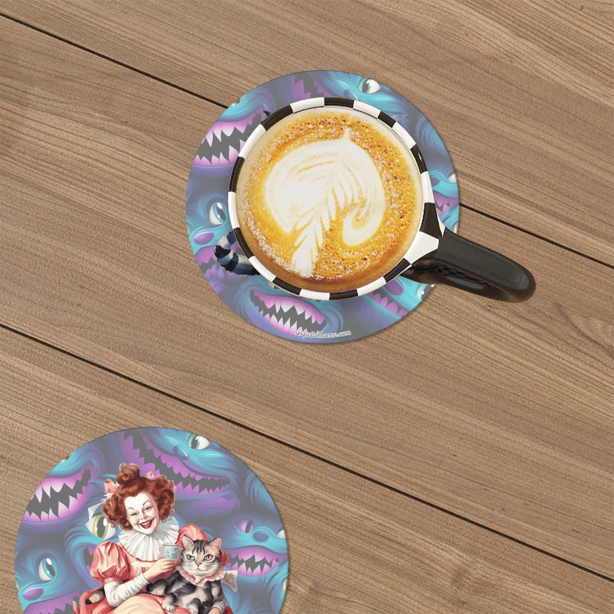 Alice in Wonderland, 6 Ceramic Coasters w metal stand