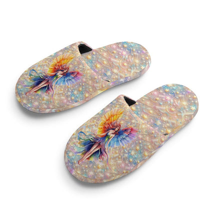 Fairy on Digital Glitter, Flannel Children's Cotton Slippers