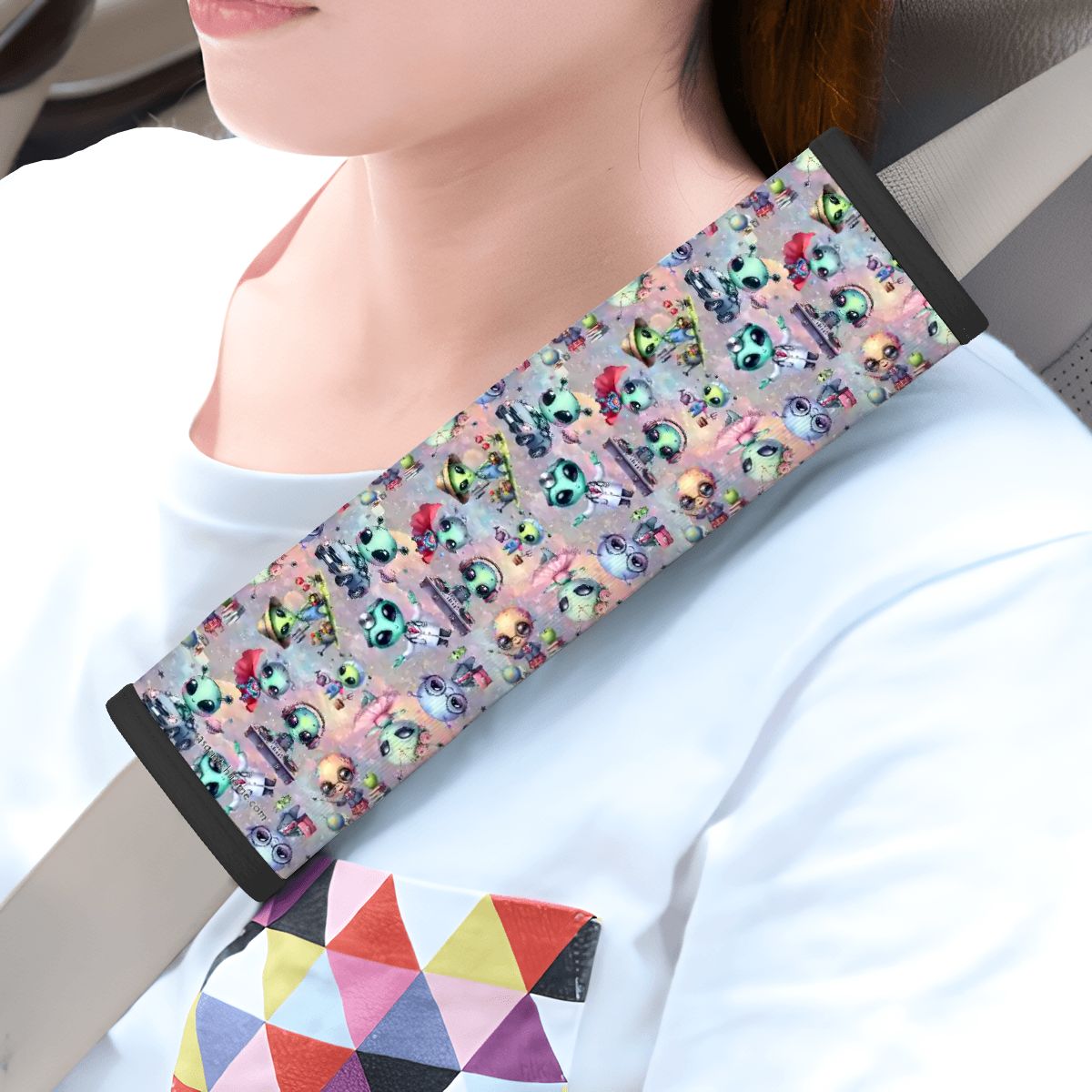 6 Alien Designs, Seat Belt Cover Pad For Adults 2 Pcs