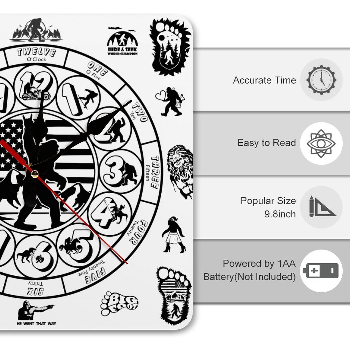 Bigfoot Sasquatch Square Wall Clock