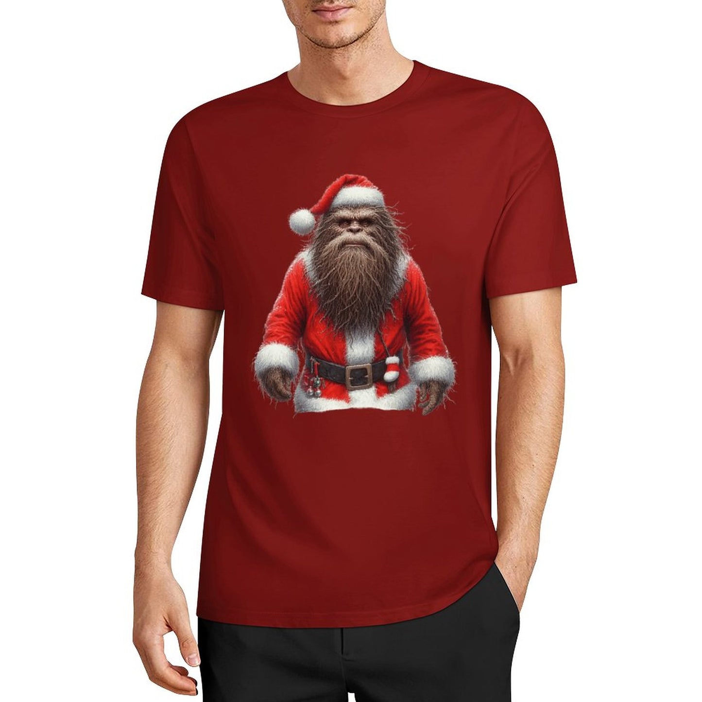 Bigfoot - Sasquatch Santa Short Sleeve Cotton T-Shirt