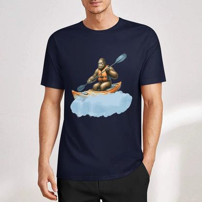 Bigfoot - Sasquatch Kayaking Short Sleeve Cotton T-Shirt