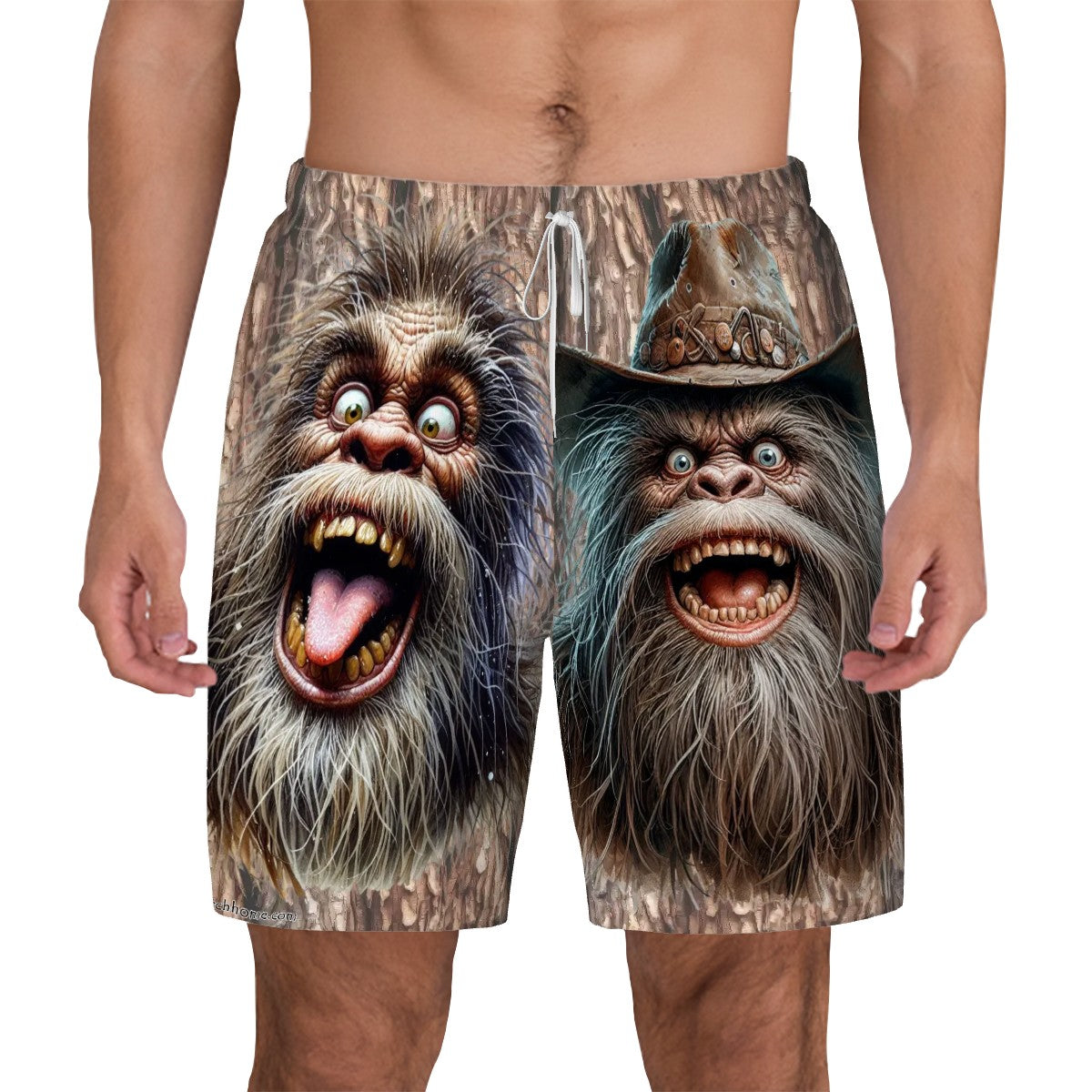 Sassy Sasquatch, Bigfoot, Men Beach Shorts / Swim trunks with 4 Pockets
