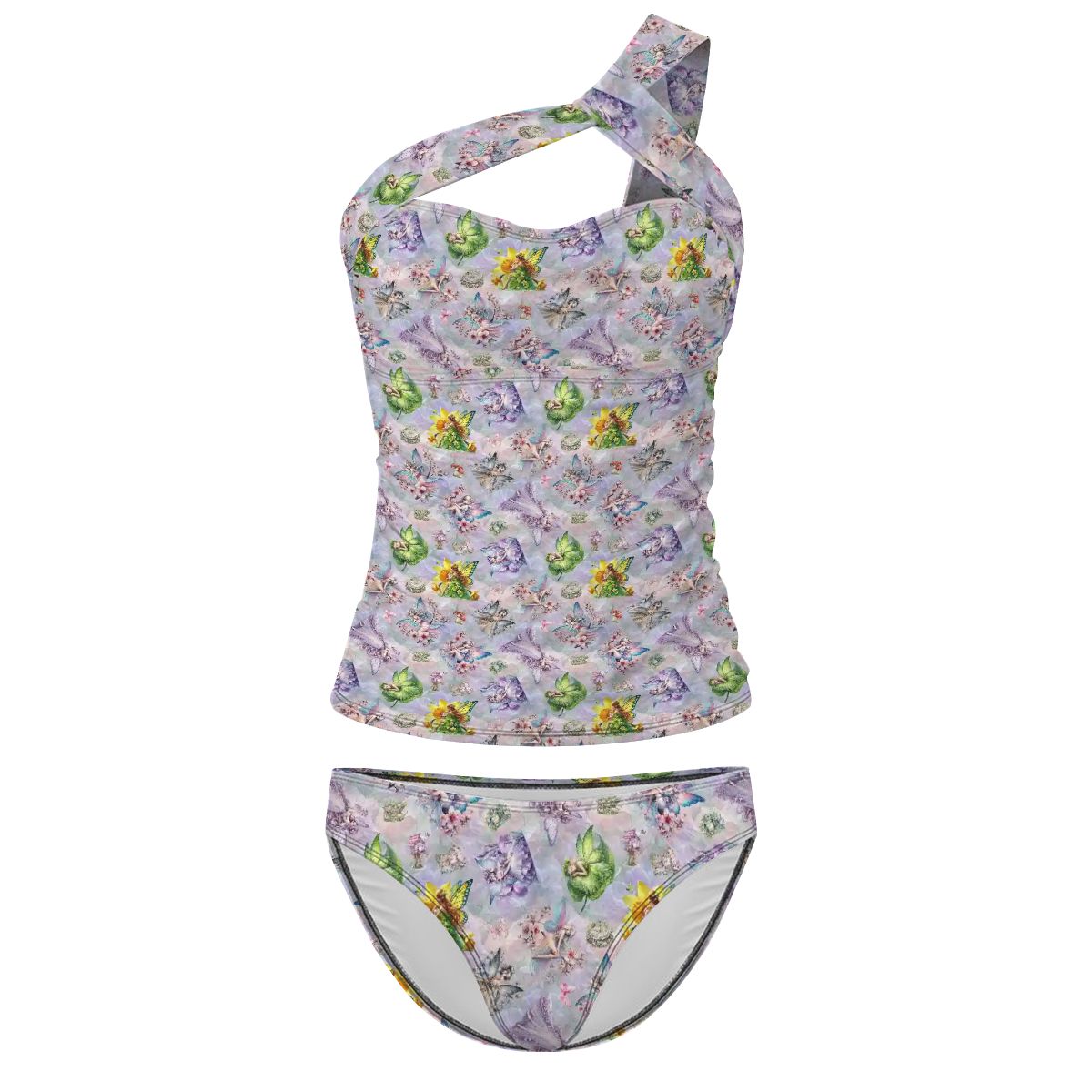 6 Fairy Designs, Women One Shoulder Tankini, Two Piece