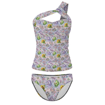 6 Fairy Designs, Women One Shoulder Tankini, Two Piece