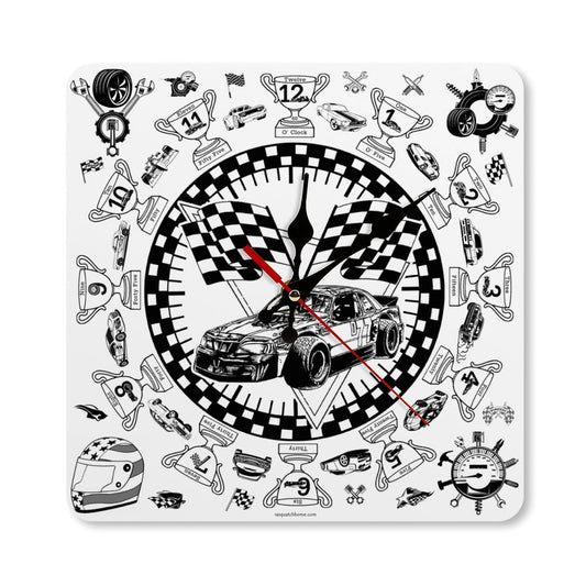 Racecar Themed Square Wall Clock