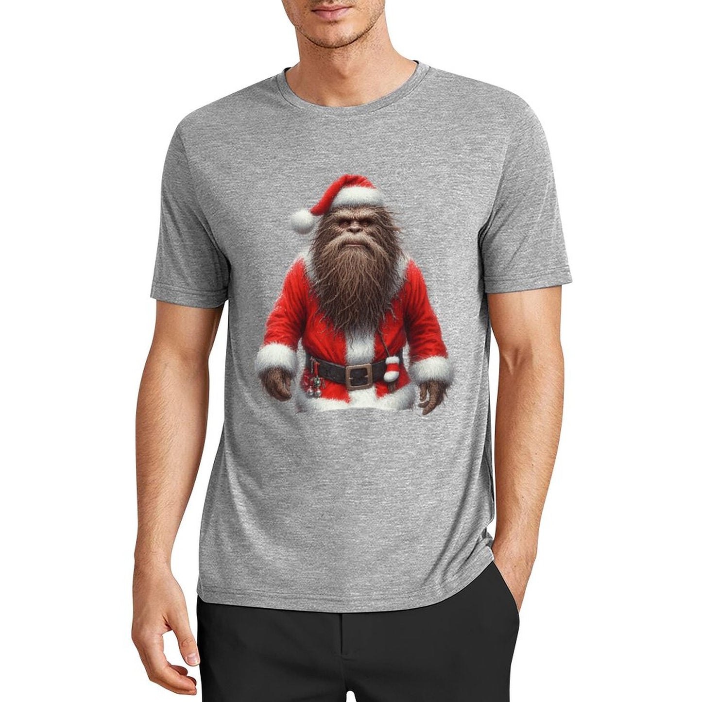 Bigfoot - Sasquatch Santa Short Sleeve Cotton T-Shirt