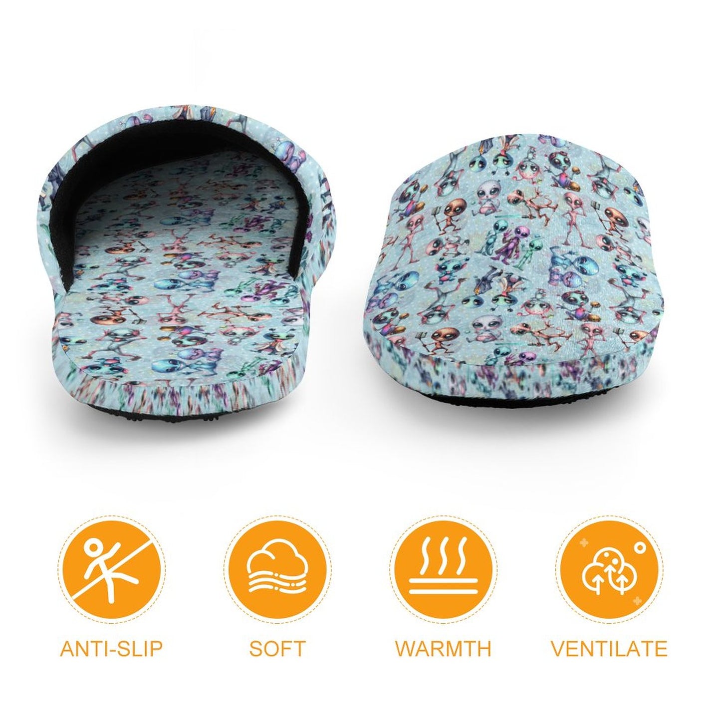 6 Alien Designs Flannel Children's Cotton Slippers