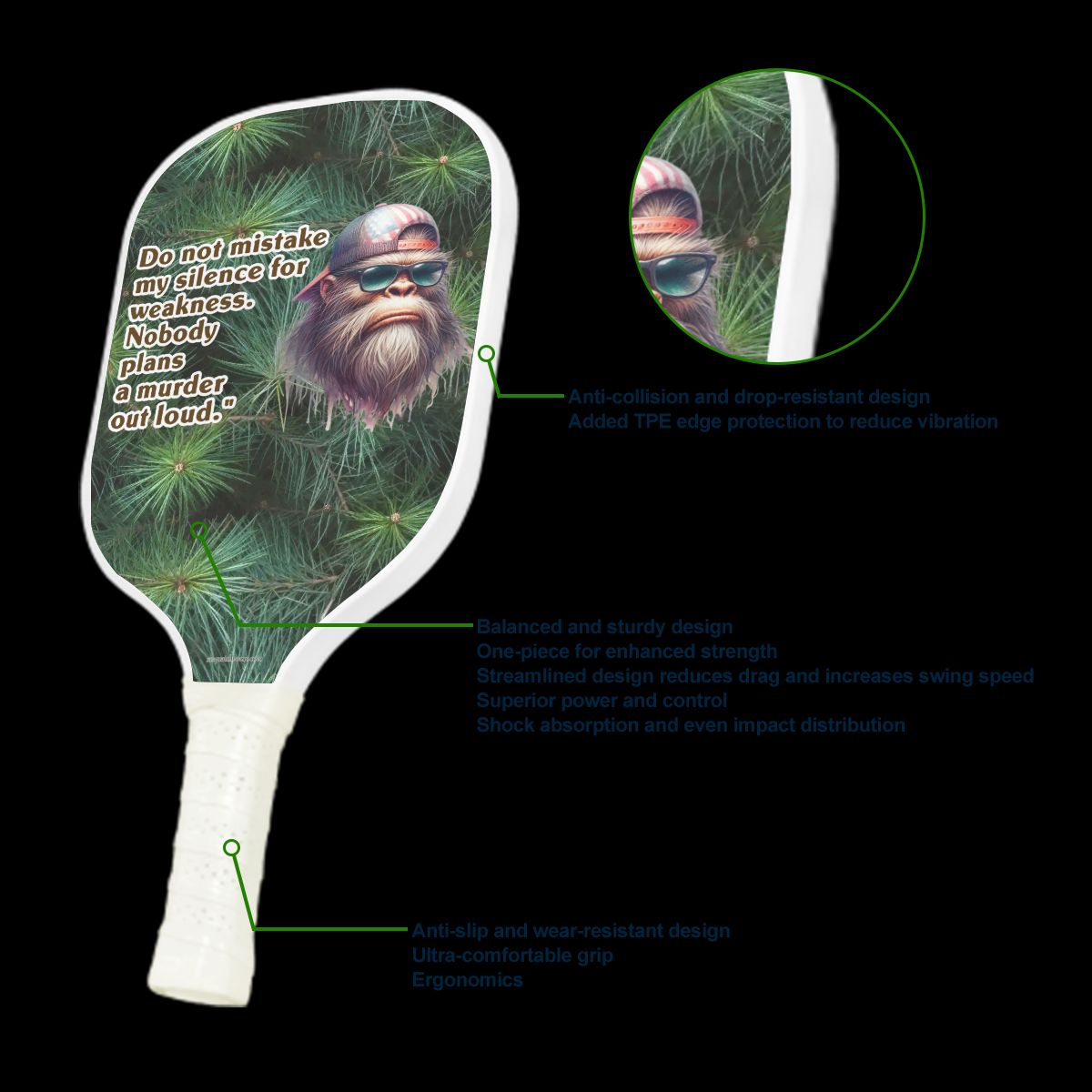 "No one plans a murder out loud" Bigfoot, Sasquatch Quote, Pickleball Paddle