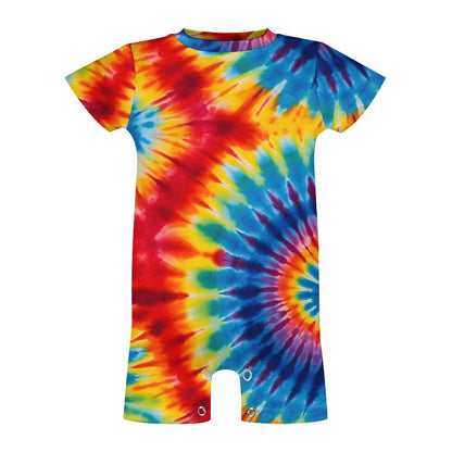 15 Tie Dye Designs, Faux Cotton Short Sleeve Baby Bodysuit Romper