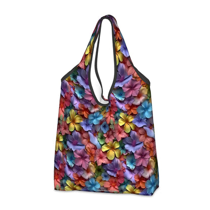 10 Flower Designs, Reusable Folding Bag
