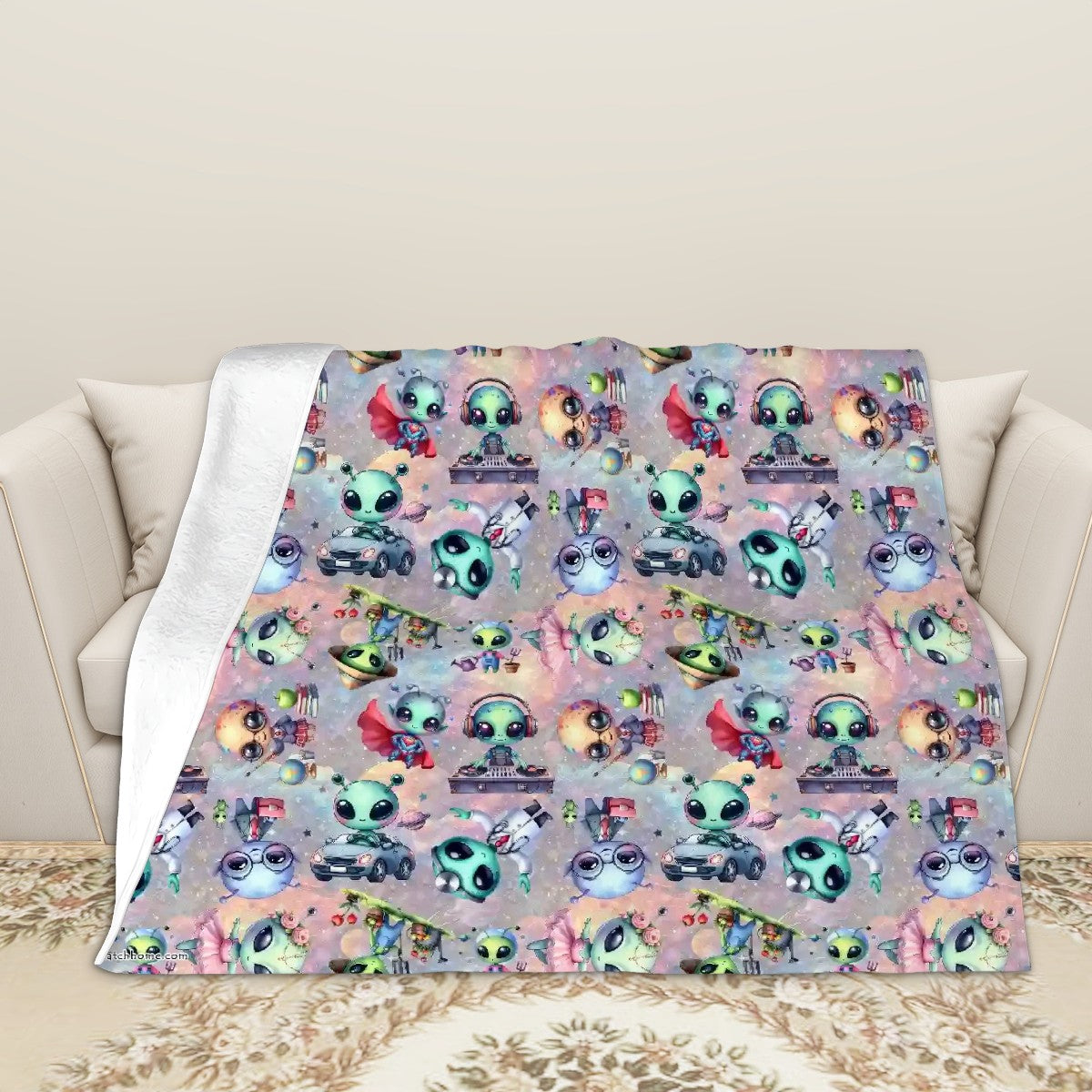 6 Alien Designs, Soft Flannel Blanket