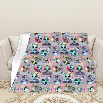 6 Alien Designs, Soft Flannel Blanket