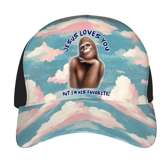 Bigfoot, Sasquatch, "Jesus loves you", Baseball Cap, hat, Polyester Twill