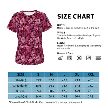 10 Beautiful Flower Designs, Women’s Polyester Short Sleeve T-Shirt