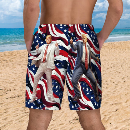 Don Trump "Proud MAGA" Men Beach Shorts / Swim trunks with 4 Pockets