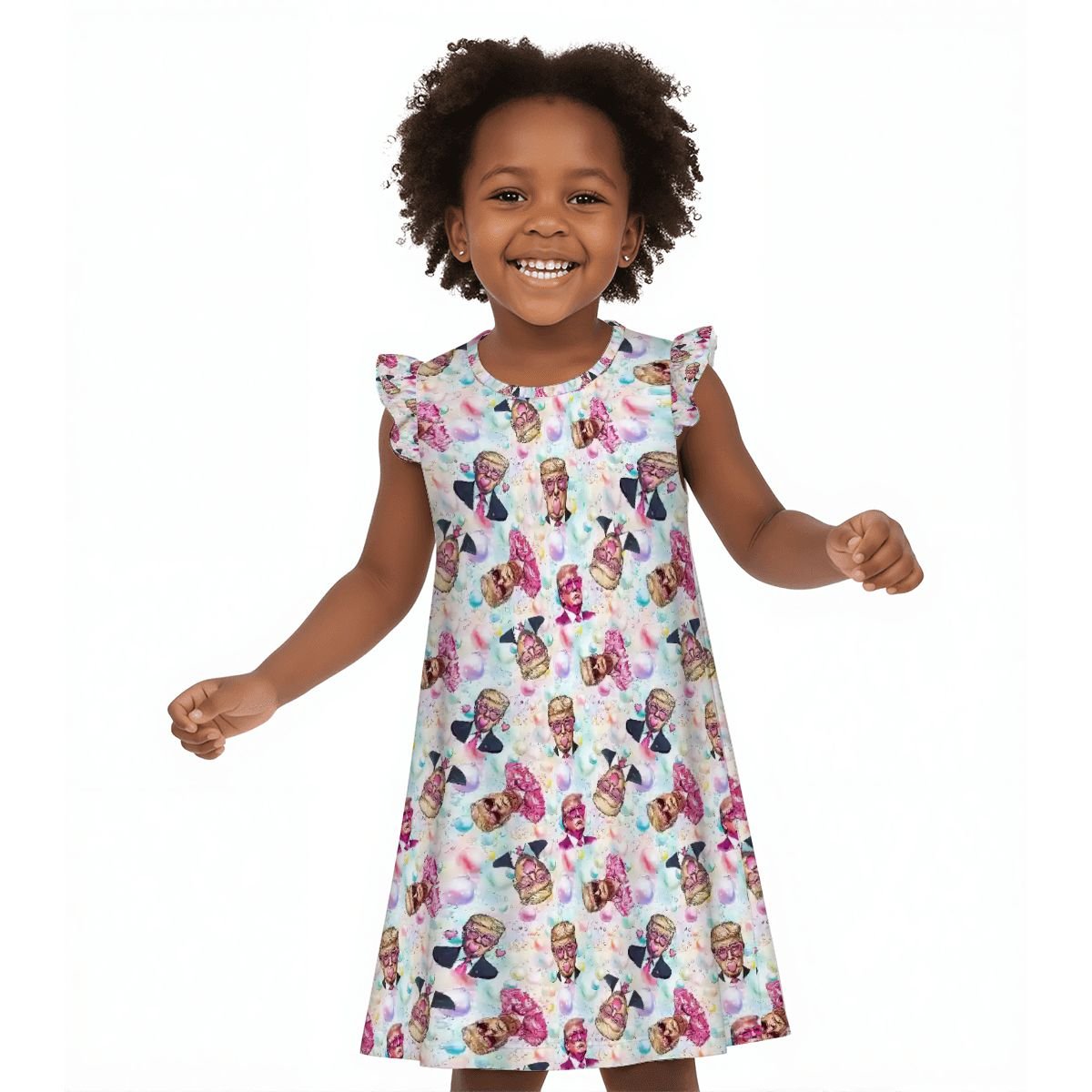 20 Donald Trump Designs, Girl's Flutter Sleeve Nightgown