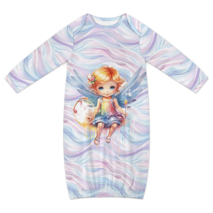 Fairy on Swirls, Baby Long Sleeve Faux Cotton Sleeper Gown