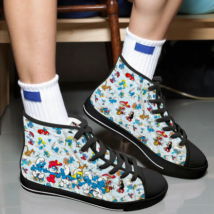Smurf Design, Women's High Top Canvas Shoes