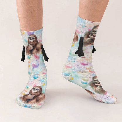 Bigfoot Magnetic Holding Hands Funny Socks – PERSONALIZE FREE
