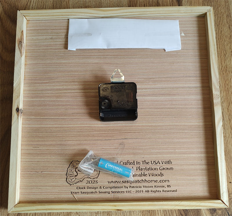 Hand Made Wood, Laser Etched Mechanic Clock, 12" x 12"