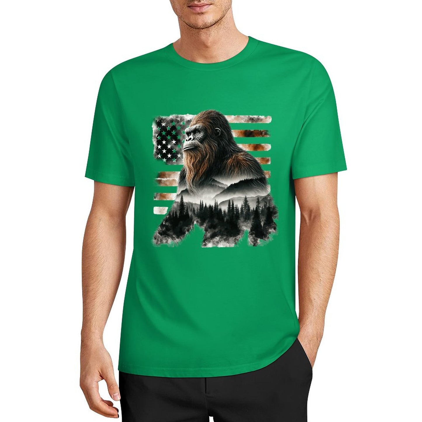Bigfoot - Sasquatch Scenery Cotton Unisex Long Sleeve T-shirt