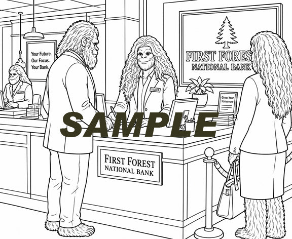 Sasquatch Coloring Book - Occupations- 16 images