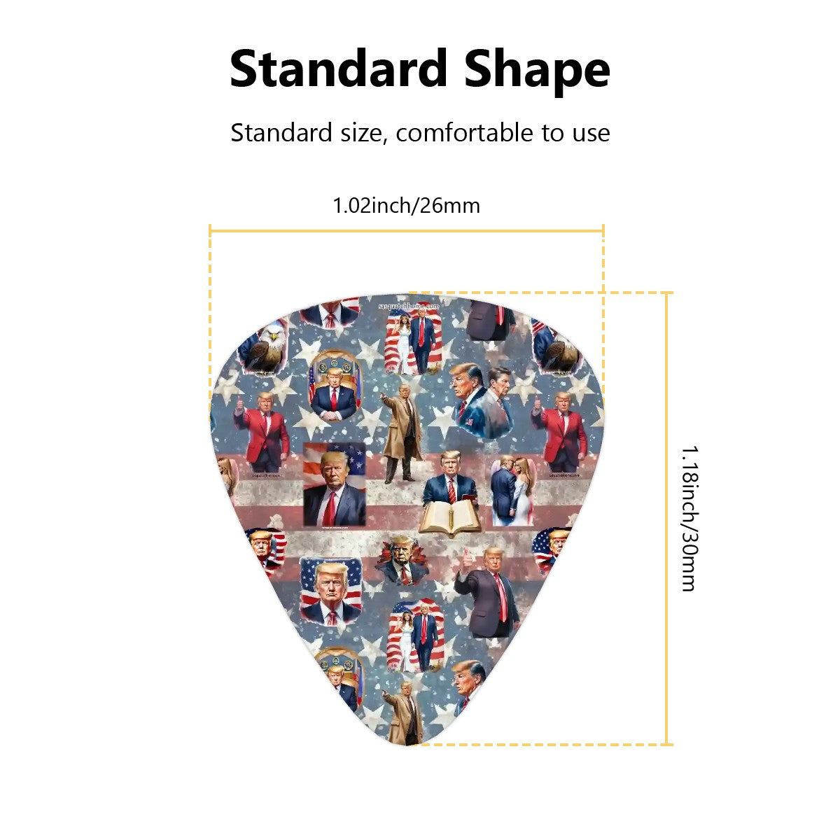 Guitar Picks 12Pcs, Donald Trump (20) Designs, 3 thicknesses
