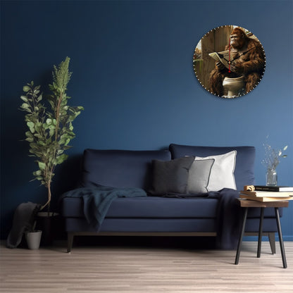Bigfoot Sasquatch Toilet, Wooden Wall Clock