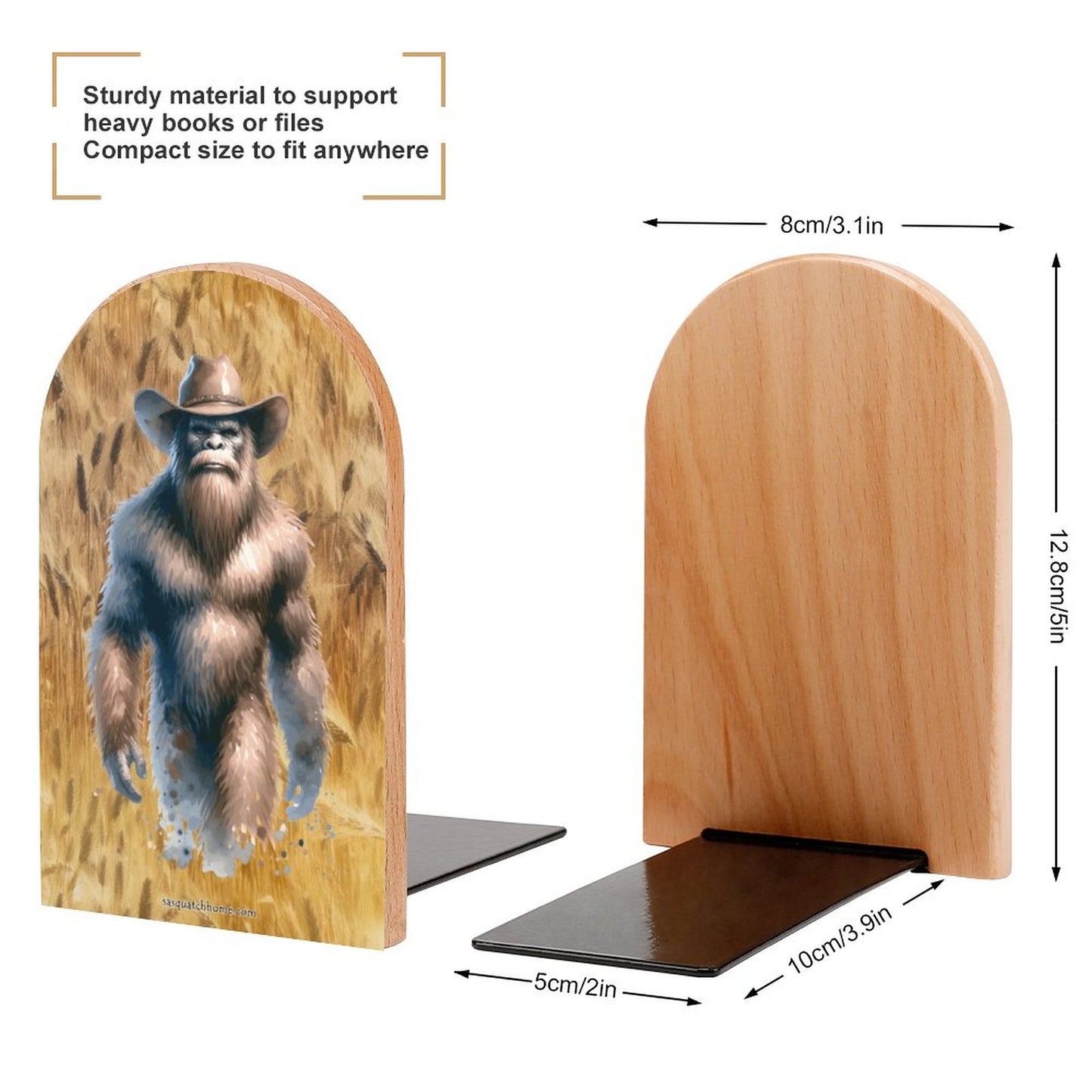Cowboy Bigfoot Sasquatch, Wood Bookends
