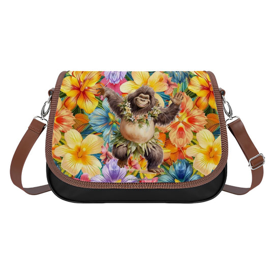 Bigfoot / Sasquatch Hawaiian Dance, Leather Shoulder Bag / Purse