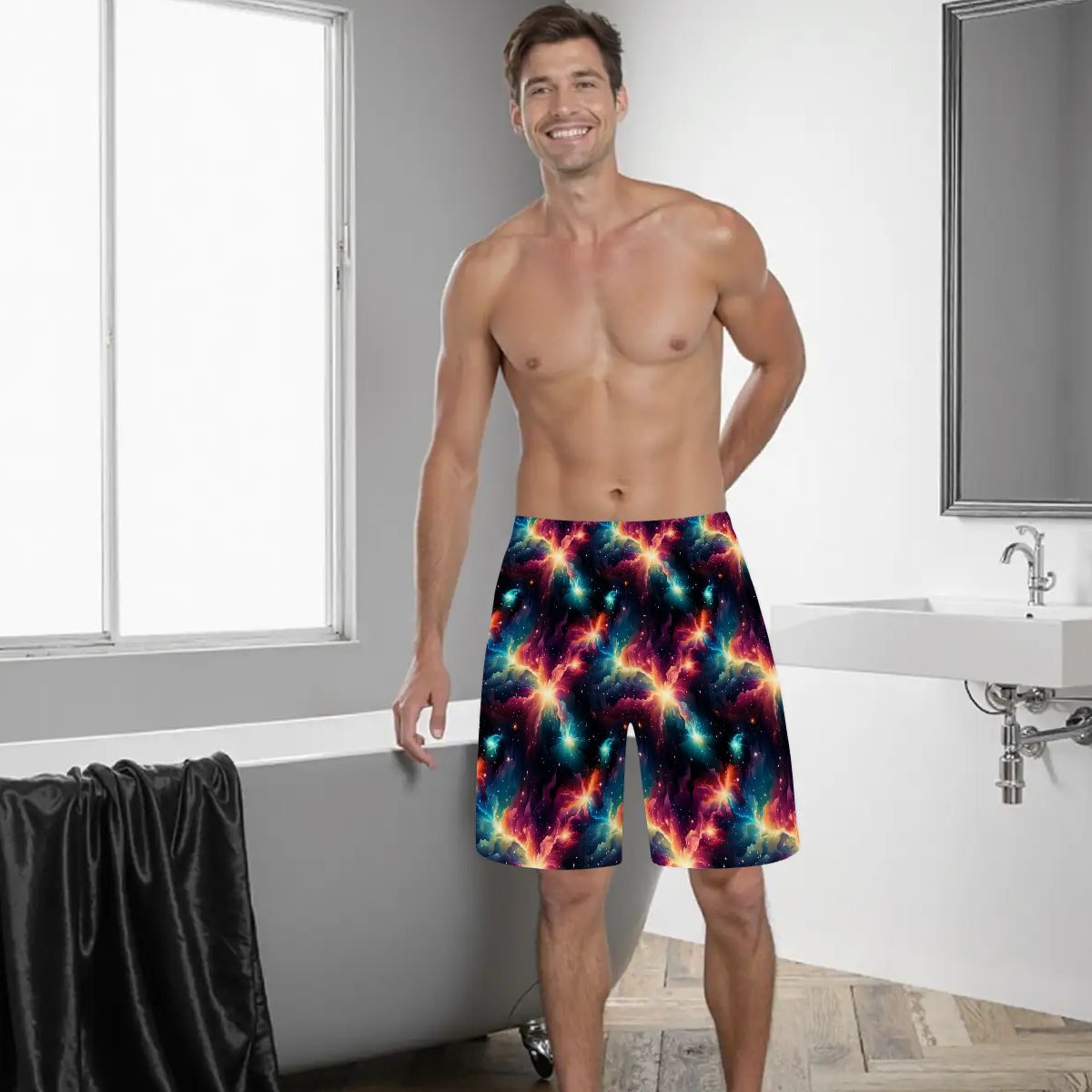 12 Space Designs, Men’s Polyester, pocketed, pajama Shorts