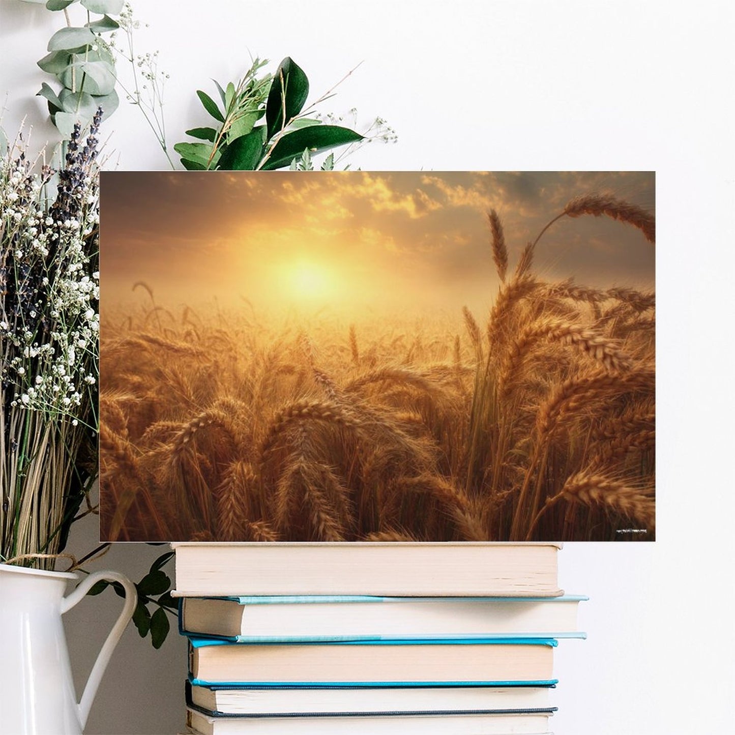 Wheat Sunset, Vintage Framed Canvas Art - 2 Sizes – Made in the USA