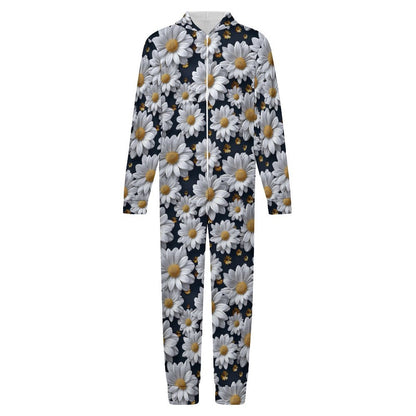 10 Flower Designs, Youth Flannel Footless Zip up Pajama Jumpsuit