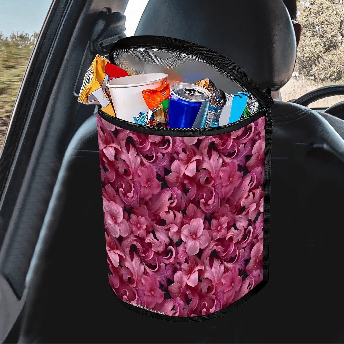 10 Flower Designs, Bucket-Shaped Car Trash Bag