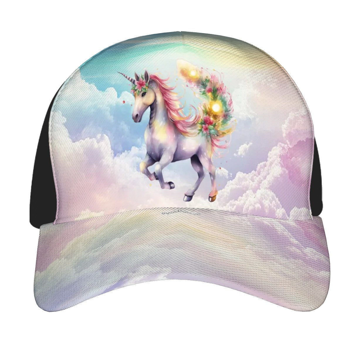Unicorn on Rainbow clouds, Baseball Cap, Polyester Twill