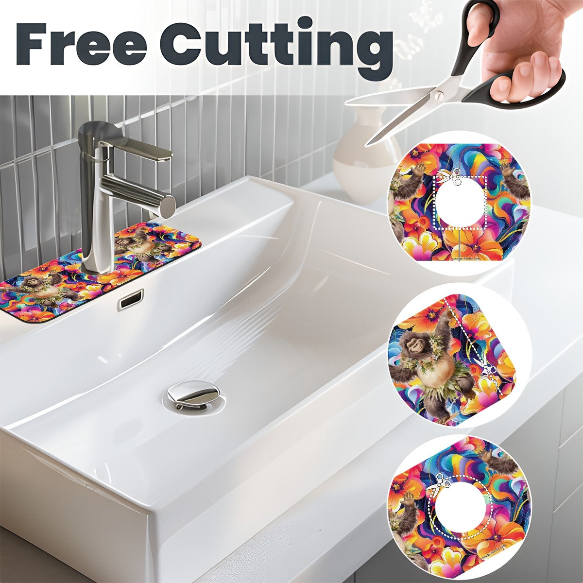 Bigfoot Sasquatch Hula Dancer, Faucet Mat