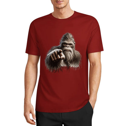Bigfoot - Sasquatch Pointing Short Sleeve Cotton T-Shirt