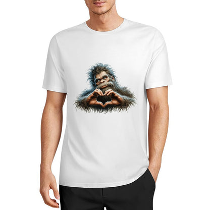 Bigfoot - Sasquatch Heart Hands Short Sleeve Cotton T-Shirt