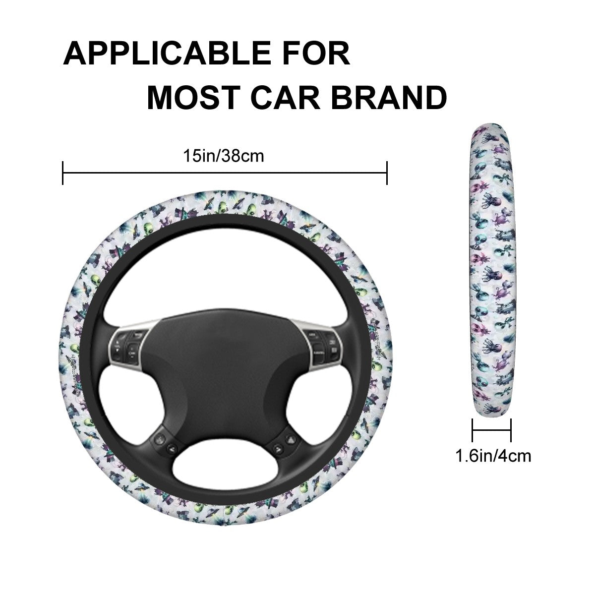 6 Alien Designs, Rugged Auto Steering Wheel Cover - 15"
