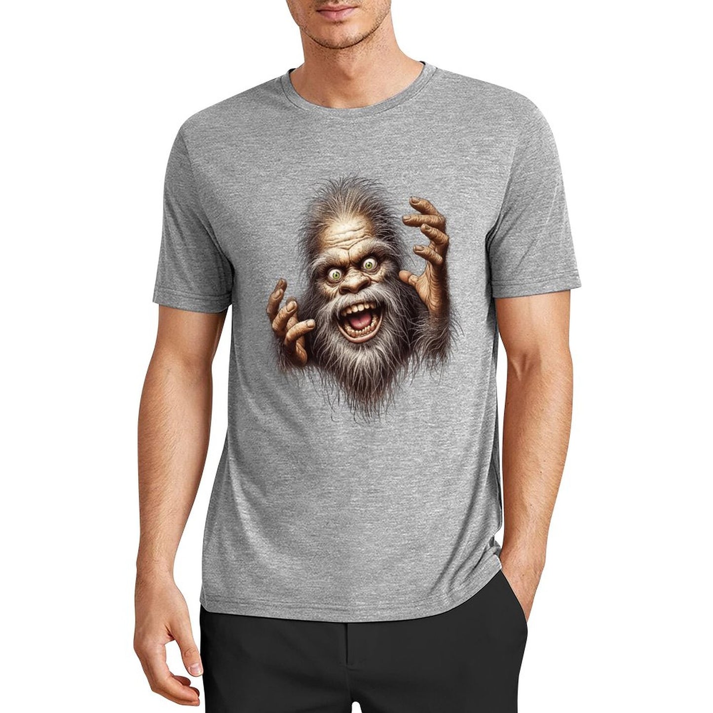Bigfoot - Sasquatch Crazy Hands Short Sleeve Cotton T-Shirt