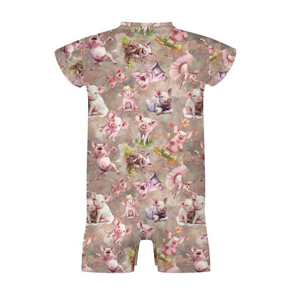 10 Animal Designs, Faux Cotton Short Sleeve Baby Bodysuit Romper