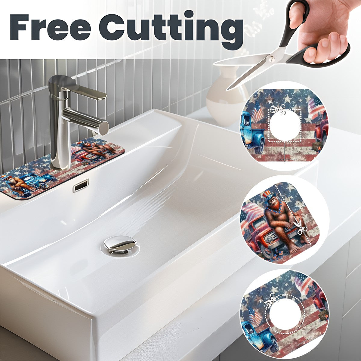 Patriotic Bigfoot / Sasquatch, Faucet Mat