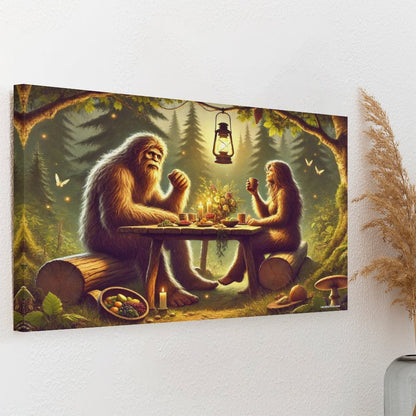 Bigfoot Sasquatch Family Image - Vintage Framed Canvas Art - 2 Sizes – Made in the USA
